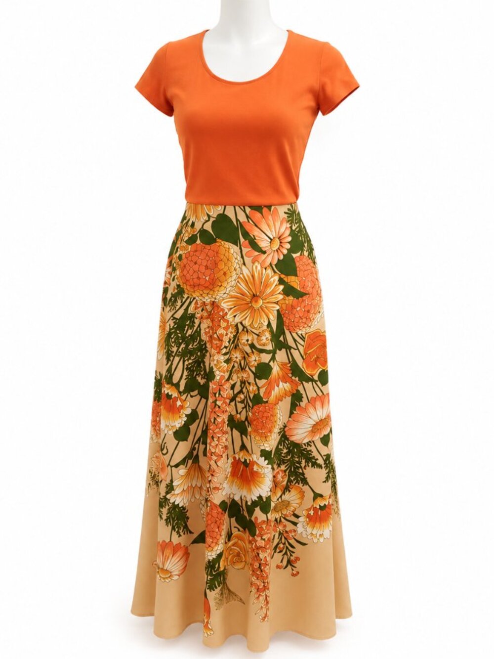 Vintage ALFRID SHAHEE Floral Short Sleeve MAXI Dress Size 8